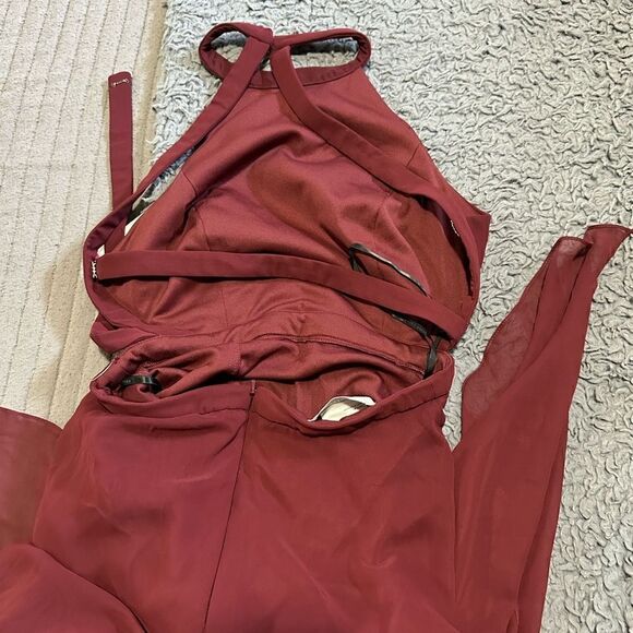 Dessy Collection | STAND COLLAR HALTER MAXI DRESS - Picture 5 of 7